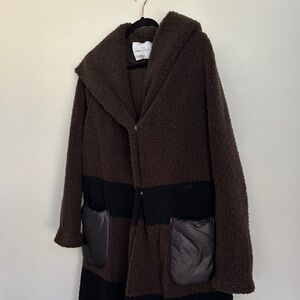 Violanti Italian Brown and Black Hooded Coat with Fringe. Stunning, heavy, soft